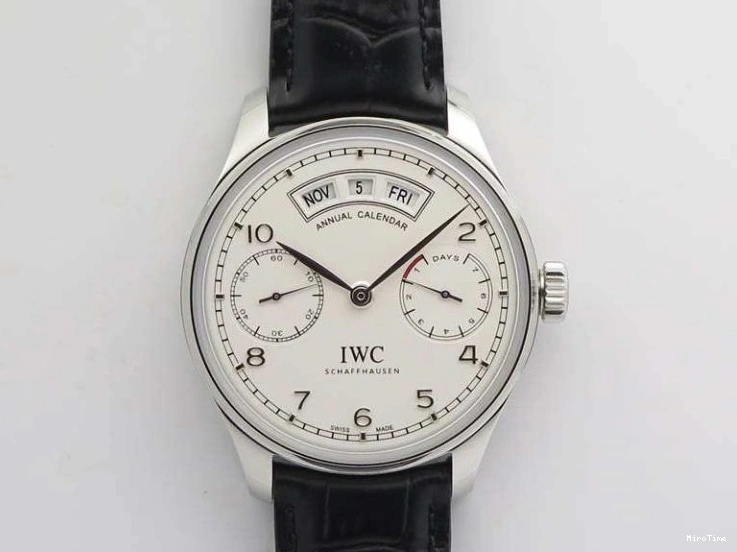 MIROTIME 0421 SportInspired Portuguese Real PR Real Annual Calendar IW503501 YLF 1:1 Best Edition White Dial On Leather Strap A 7241